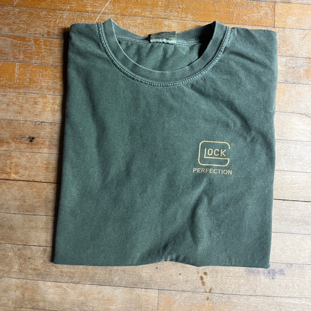 Glock Green T-Shirt with Tan Logo | L